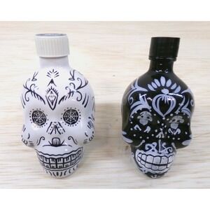 KAH Tequila Empty 50ml Bottles 2012 Lot of 2 Hand Painted Day of the Dead